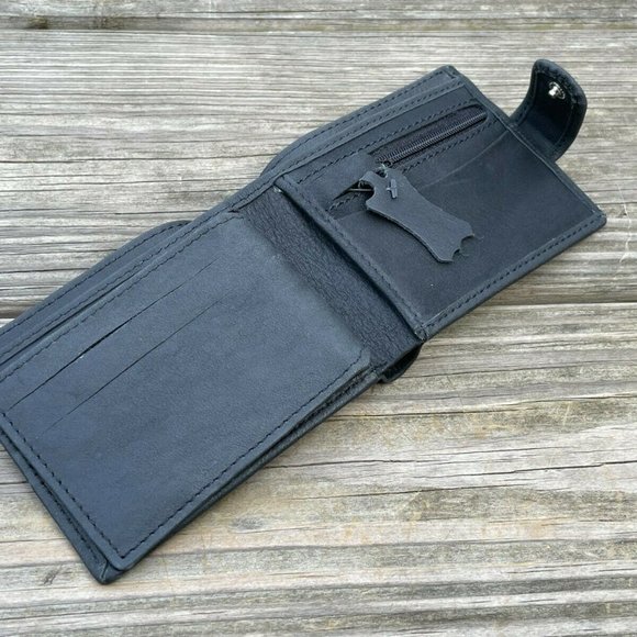 Other - Card Holder Black Wallet Handmade Purse Bi Fold Genuine Leather Purse